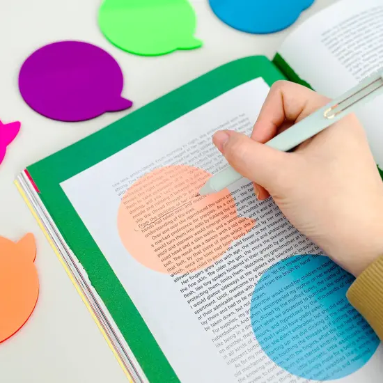 Wrapables Transparent Sticky Notes, Waterproof Self-Adhesive Memos for Home, School, Office (Set of 5) Speech Balloons {3}