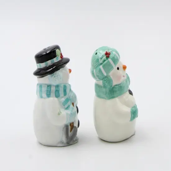 Ceramic Christmas Decor Blue and Green Snowman Salt and Pepper Shakers, Home D&eacute;cor, Gift for Her, Gift for Mom, Kitchen D&eacute;cor {3}