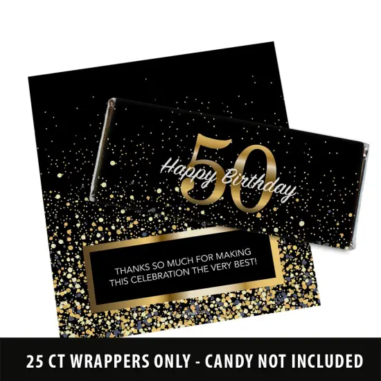 50th Birthday Candy Party Favors Wrapped Hershey's Chocolate Bars or Wrappers Only by Just Candy {1}