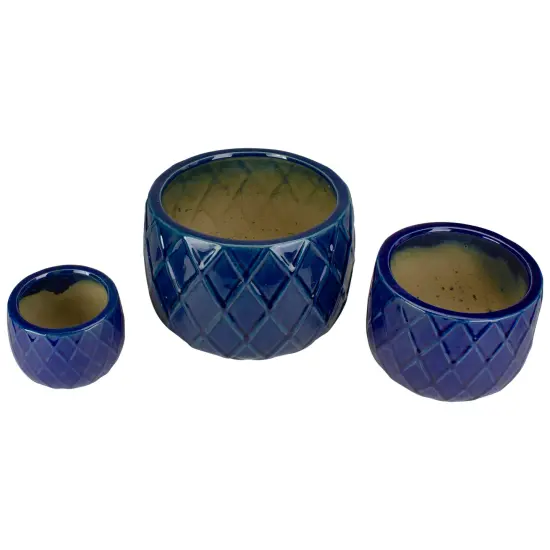 Napa Home & Garden Set of 3 Blue Textured Planter Set 11" {4}