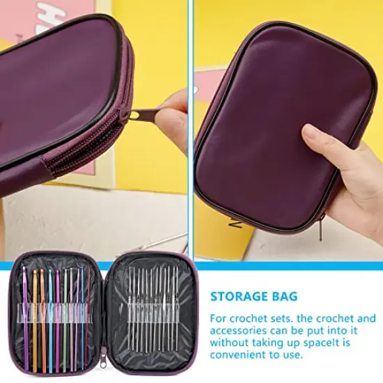 54 Pieces Crochet Needles Set, Crochet Hooks Kit with Purple Storage Case, Ergonomic Knitting Needles Blunt Needles Stitch Marker DIY Hand Knitting Craft Art Tools for Beginners {6}