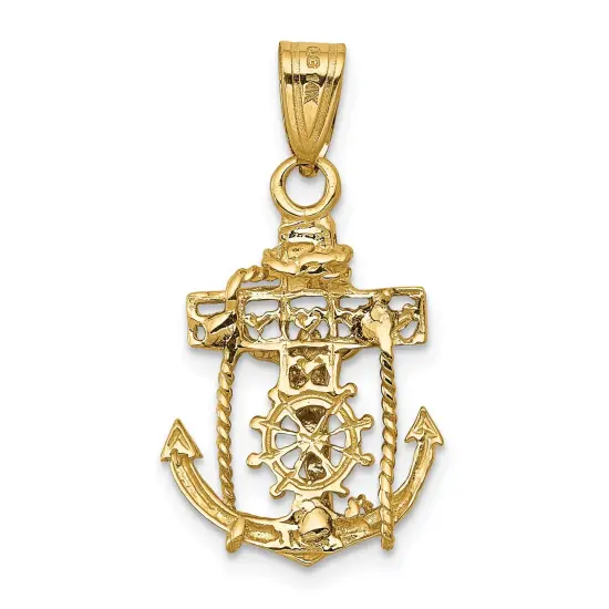 14K Two Tone Gold Mariners Cross Pendant Charm Jewelry 25 X 15mm {3}