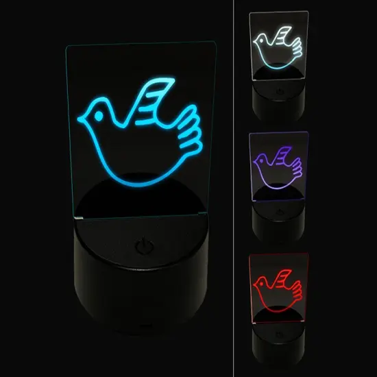 Darling Dove Sketch 3D Illusion LED Night Light Sign Nightstand Desk Lamp {1}