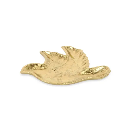 Contemporary Home Living Flying Dove Decorative Tabletop Dish Tray Gold Toned Metal - 7.25" {1}