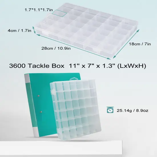 2 Pieces Bead Organizer3600 Tackle Box Organizer Clear Organizer Box 36 Grids Plastic Craft Organizer Jewelry Sewing Storage Box with Dividers {6}
