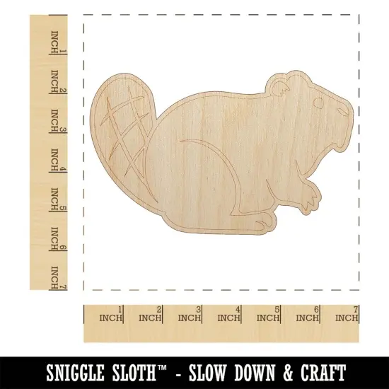 Friendly Beaver Buddy Unfinished Wood Shape Piece Cutout for DIY Craft Projects {1}