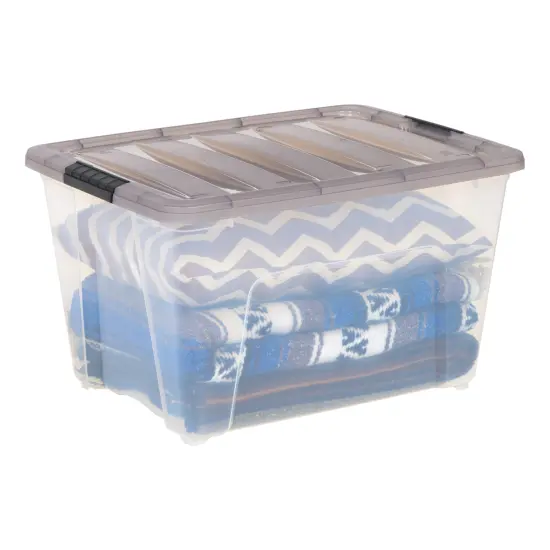 IRIS USA 53 Quart Stack & Pull Clear Storage Box, Gray, 5 Pack {5}