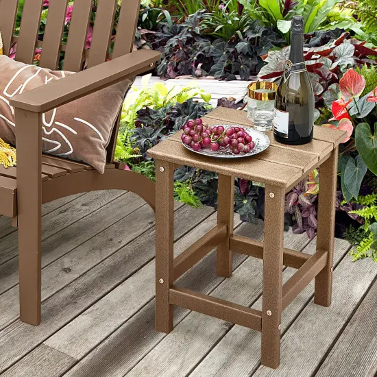 14 Inch Square Weather-Resistant Adirondack Side Table Brown {2}