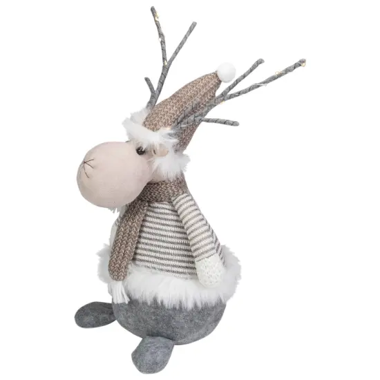 Northlight LED Lighted Wrapped Antlers Knitted Reindeer Christmas Figure - 18" Gray {5}