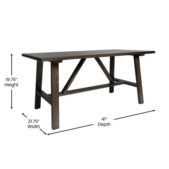 Merrick Lane Mabel Farmhouse Trestle Coffee Table, Solid Wood Rustic Accent Table Dark Gray {5}