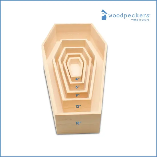 Deep Natural Wood Coffin Tray, Multiple Sizes, Halloween Wall Decor/Party | Woodpeckers {4}