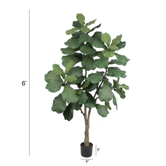 6-Foot Artificial Fiddle Leaf Fig Tree | Lifelike Faux Plant with 65 Leaves in Decorative Pot | No Maintenance Indoor/Outdoor Decor | Floral Home by Artificial Flowers {2}