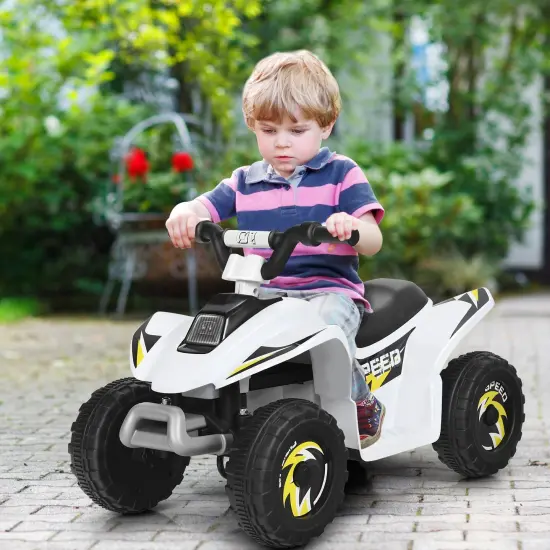 6V Kids Electric 4 Wheels Ride-On Toy with Wear-Resistant Wheels for Indoor Outdoor Use White {2}