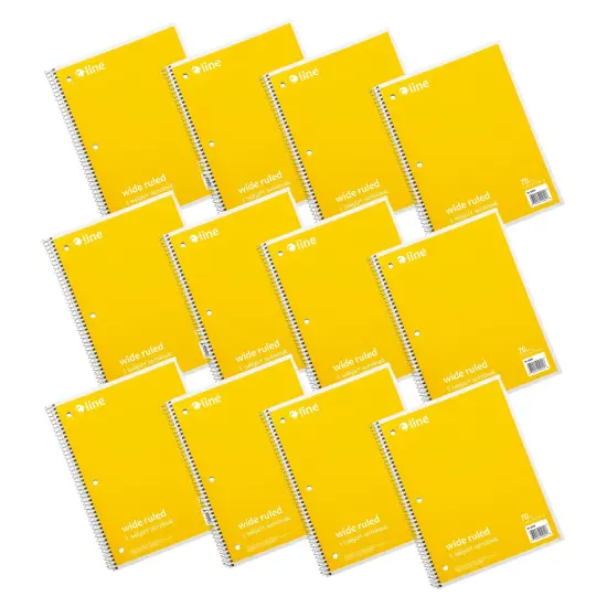 1-Subject Notebook, 70 Page, Wide Ruled, Yellow, Pack of 12 {1}