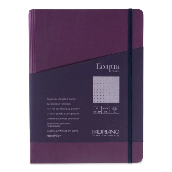 Fabriano Ecoqua Plus Hidden Spiral-Bound Notebook - Wine, 8-1/4" x 5-4/5", Dot Grid {1}