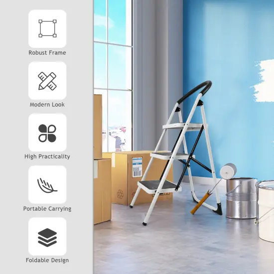 Heavy Duty Industrial Lightweight Folding Stool 3 Step Ladder {3}