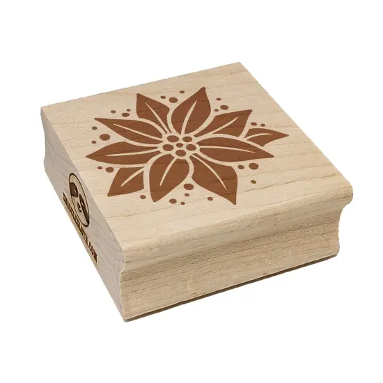 Poinsettia Flower Christmas Square Rubber Stamp for Stamping Crafting {7}