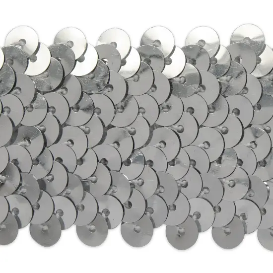 10 yards of 4 Row 1 1/2" Metallic Stretch Sequin Trim | 10 yard cut Silver {1}