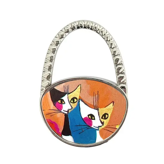 Wrapables Stylish Purse Hook Hanger, Foldable Handbag Table Hanger, Two Cats {1}