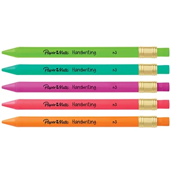 Paper Mate Handwriting Triangular Mechanical Pencil Set with Lead & Eraser Refills, 1.3mm, Fun Barrel Colors, 8 Count {6}
