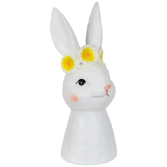 Northlight Easter Bunny Bust with Daisy Flower Crown - 9" - White {5}