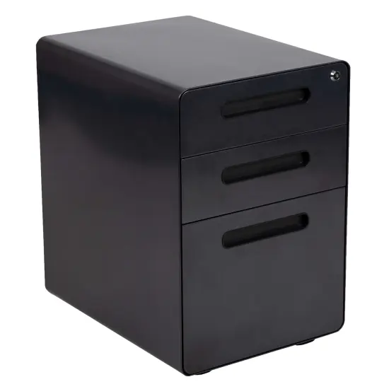 Emma and Oliver Ergonomic 3-Drawer Mobile Locking Filing Cabinet Storage Organizer Black {1}
