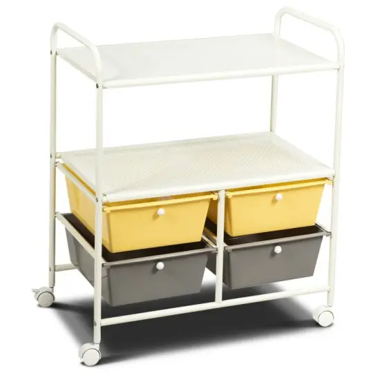 4-Drawer Utility Cart with Locking Wheels and Handles Mobile Storage Shelf for Kitchen and Bathroom Salon Clear {10}