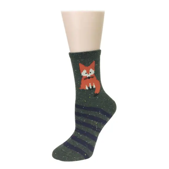 Wrapables Thick Rabbit Hair Wool Crew Socks (Set of 6), Fox and Elephant {3}
