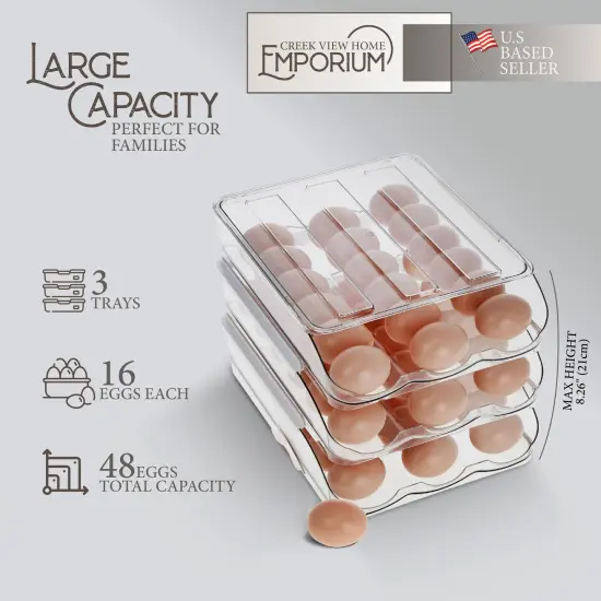 Creekview Home Emporium 3 Tier Stackable 48 Egg Holder for Refrigerator {3}