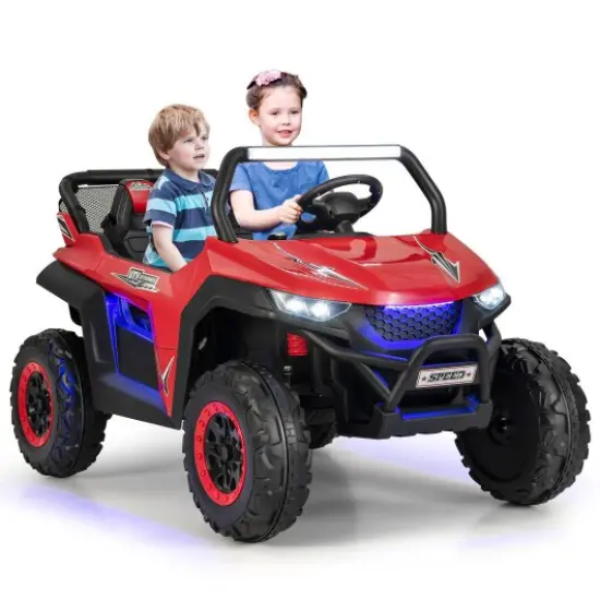 2-Seater Electric UTV Ride On Car with Safety Belt, Remote Control and Media Center Red {2}