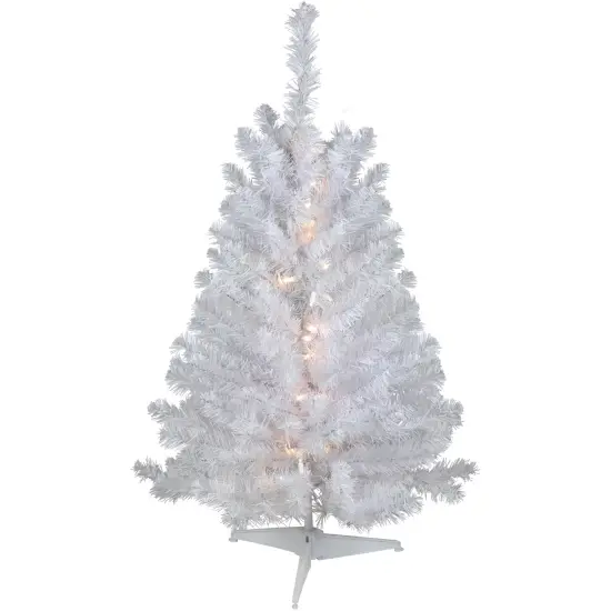 Northlight 3' Pre-Lit LED Snow White Medium Artificial Christmas Tree - Clear Lights {3}
