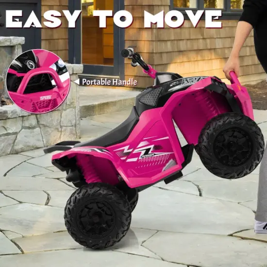 Kids Ride On ATV with Rechargeable Battery, Music and Anti-Slip Wheels Pink {4}