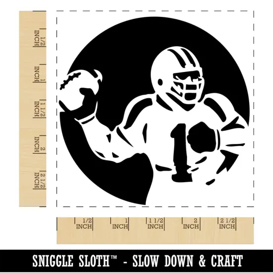American Football Quarterback Throwing Ball Square Rubber Stamp for Stamping Crafting {1}