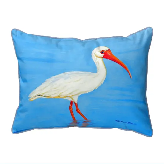 Betsy Drake Posing White Ibis Large Corded Indoor/Outdoor Pillow 16x20 Multicolor {1}