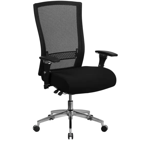 Emma and Oliver 24/7 300 lb. Rated High Back Swivel Seat Slider Lumbar Ergonomic Office Chair Black Fabric/Mesh {1}