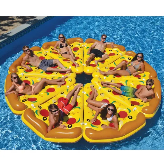 Swim Central Inflatable Yellow and Orange Pizza Slice Swimming Pool Float Raft - 72" {6}