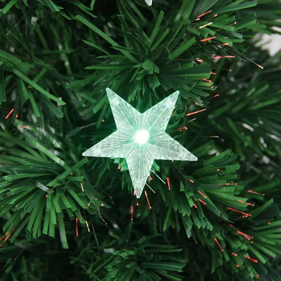 Northlight Pre-Lit Medium Color Changing Fiber Optic Artificial Christmas Tree - 3' - Multicolor LED Stars Green {3}