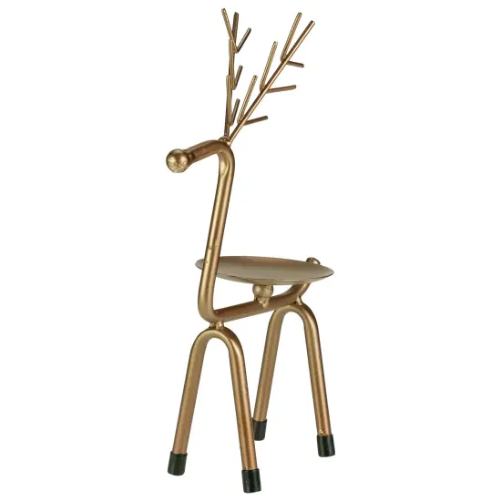 Northlight 10.25" Small Bronze Reindeer Christmas Pillar Candle Holder {5}
