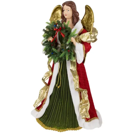 Northlight Commercial Size Angel Christmas Tree Topper with Wreath - 3' - Red and Green - Unlit {4}