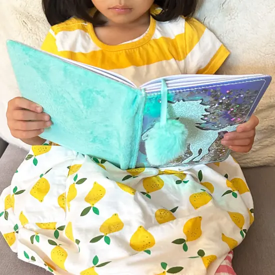 Wrapables Plush Journal, A5 Lined Notebook Diary for Writing and Drawing Sparkling Unicorn {5}