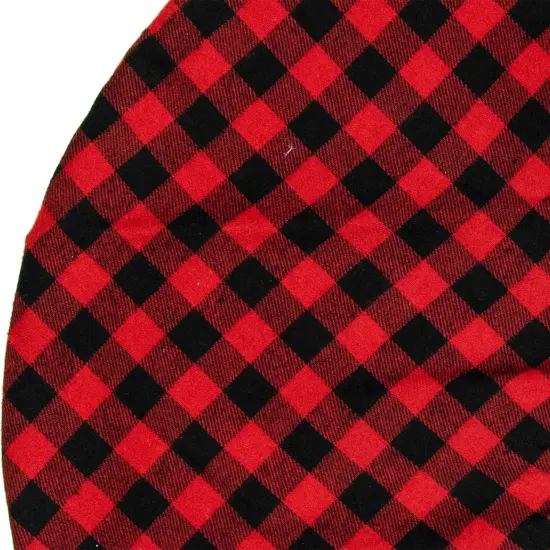 Northlight 20" Red and Black Buffalo Plaid Mini Christmas Tree Skirt {4}