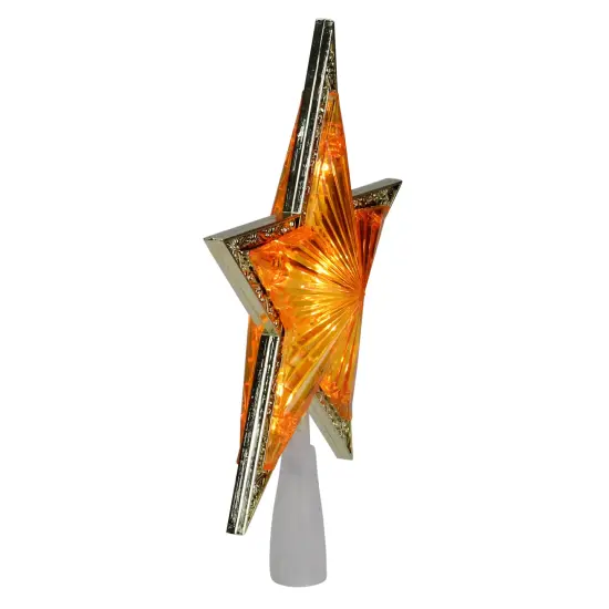 Northlight 9" Pre-Lit Gold and Amber Crystal 5 Point Star Christmas Tree Topper - Clear Lights {4}