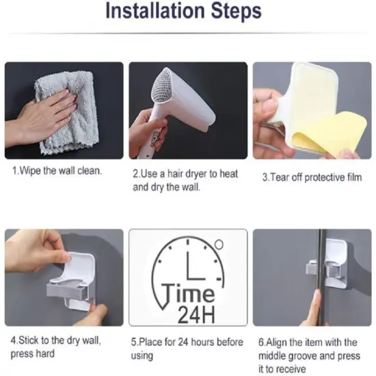 Kitcheniva Self-Adhesive Wall-Mounted Broom Holder Set of 4 {2}