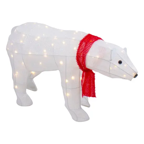 Northlight LED Lighted Tinsel Polar Bear Outdoor Christmas Decoration - 32" - Warm White Lights {6}