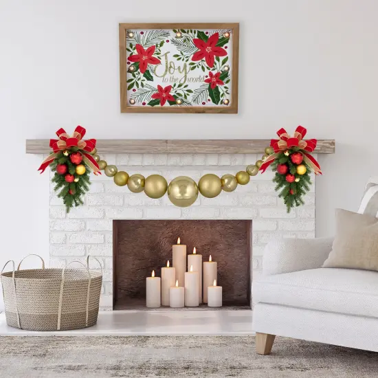 Northlight 6' Gold Shiny and Matte Shatterproof Ball Christmas Swag {4}