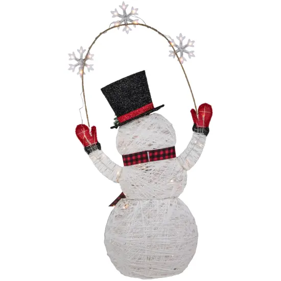 Northlight 57" LED Lighted Snowman Holding Snowflakes Outdoor Christmas Decoration White {7}