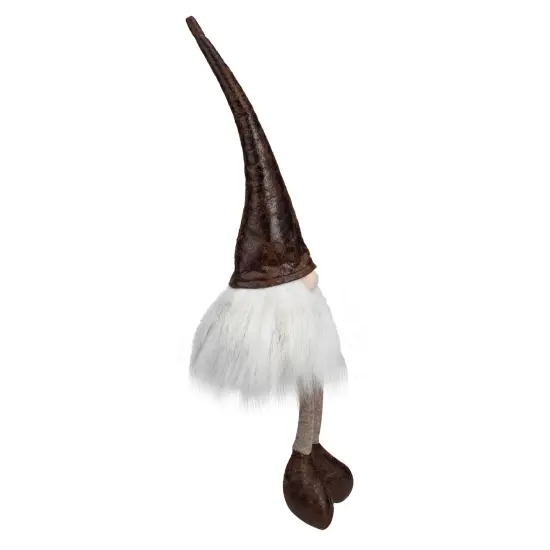 Northlight Rustic Sitting Gnome Christmas Decoration - 12" - White and Brown {4}