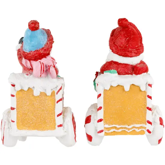 Northlight Santa and Snowman on Gingerbread Train Car Christmas Figurines - 6.75" - Set of 2 Brown {6}