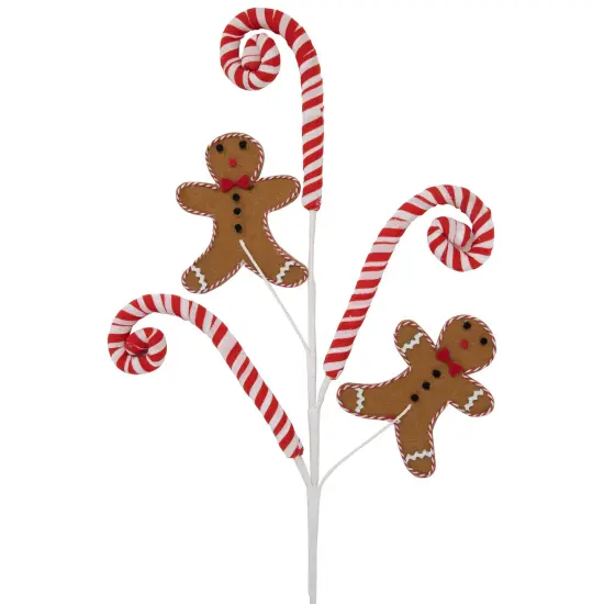 Northlight 28" Gingerbread and Candy Cane Swirls Christmas Spray Red {4}
