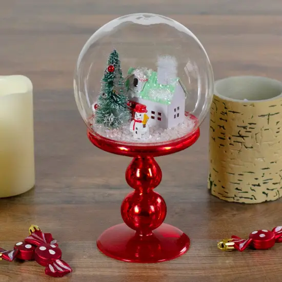 Avon Holiday Scene Pedestal Globe Decoration -8.75" - Red {4}